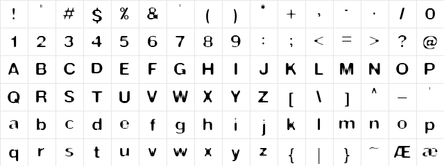 Thwart BRK Regular  glyph index