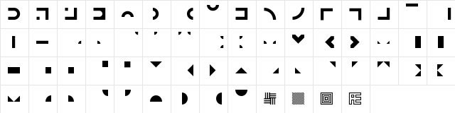 Bit Blocks TTF BRK Regular  glyph index