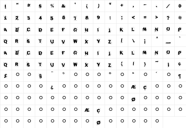HouseArrest Regular  glyph index