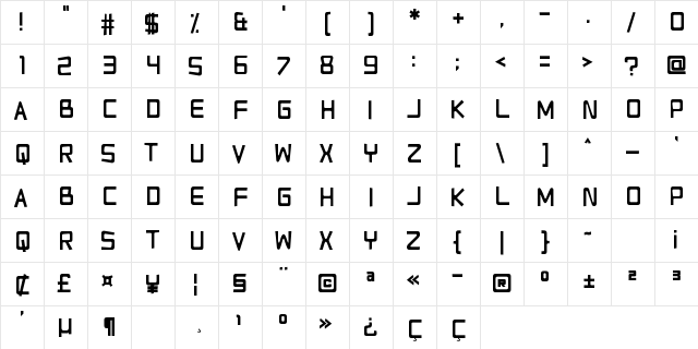 Relapse Into Madness Regular  glyph index