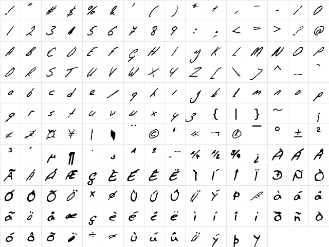 QEMarekHil Regula  glyph index