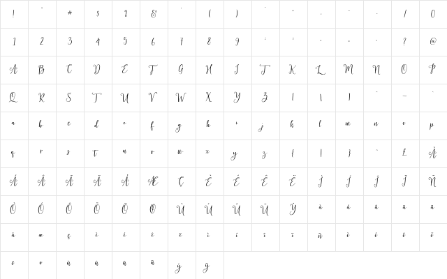 Magtina Regular  glyph index