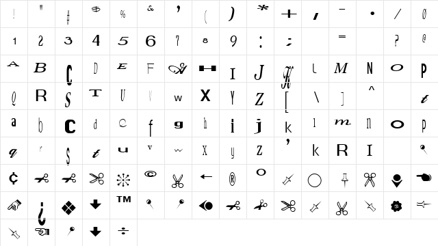 JumbalayaPlain Regular  glyph index