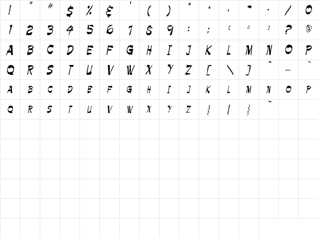Hollow 4 Regular  glyph index