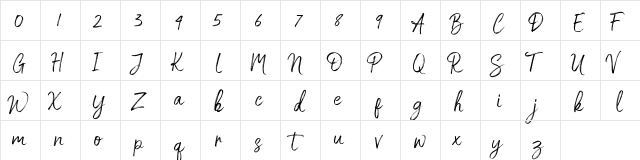 White Buttell Regular  glyph index