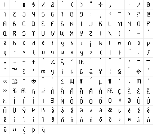 Cayetano Round Regular  glyph index