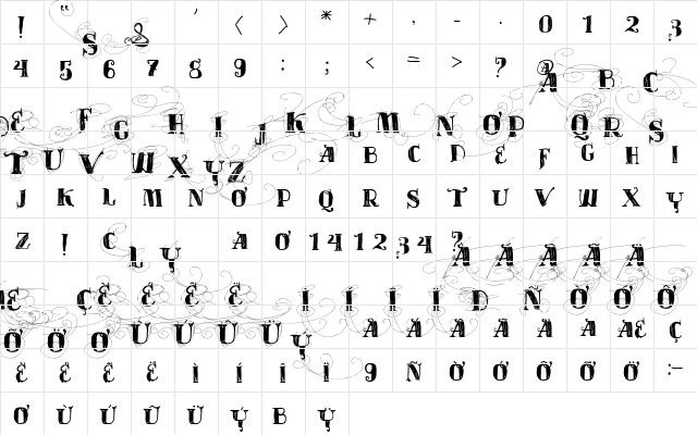 Vtks Velhos Tempos Regular  glyph index