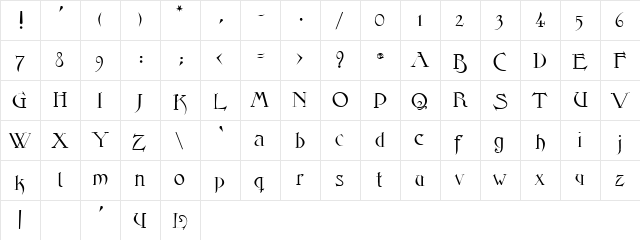 Elphinstone!" Regular  glyph index