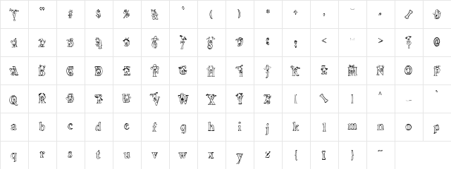 PC Puppy Regular  glyph index