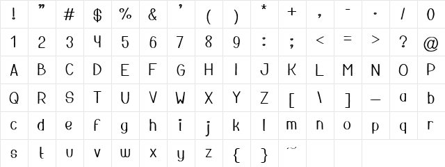 Mesothelioma Regular  glyph index
