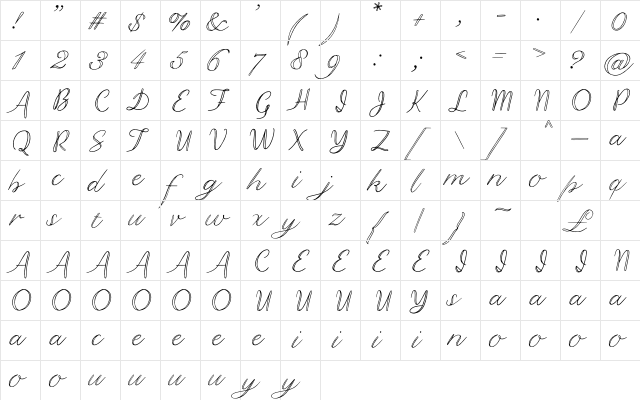 Gregson Regular  glyph index