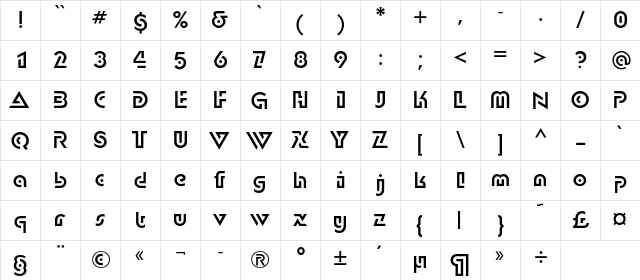 DublonC Regular  glyph index