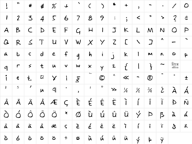 LEHN084 Regular  glyph index