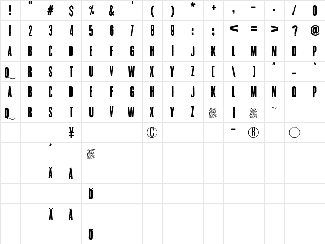 Endrophenomeua Regular  glyph index