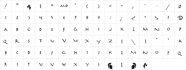 Marathon II Regular  glyph index