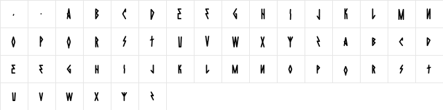 Die Hard Regular  glyph index