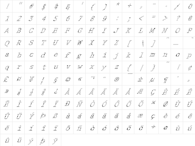 FZ DIGITAL 1 SPOTTED ITALIC Normal  glyph index