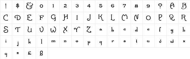 SP ADORE Regular  glyph index