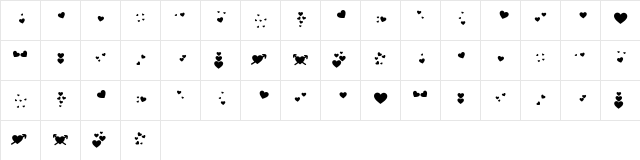 BonusHearts Medium  glyph index
