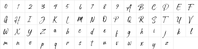 Arthur Hill Regular  glyph index