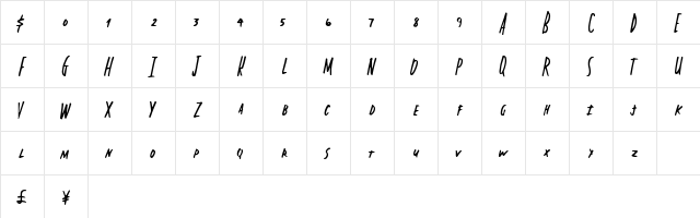 CapitalState Regular  glyph index