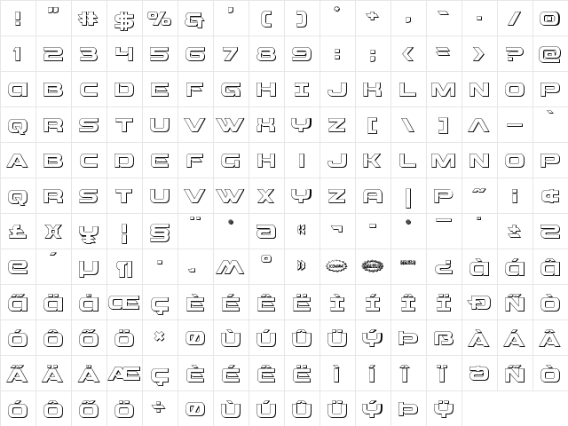 Beam Weapon 3D Regular  glyph index