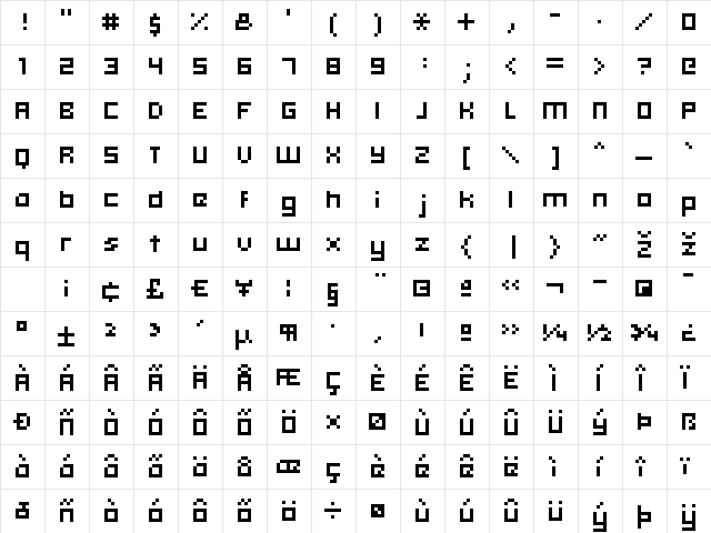 hooge 05_56 Regular  glyph index