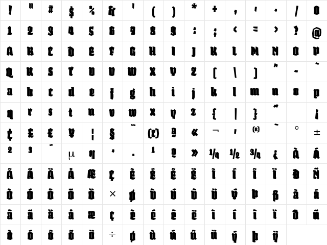 Fakir Display Black Cnd  glyph index