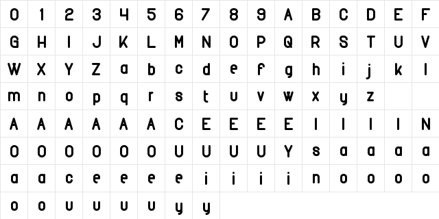 Rimini Regular  glyph index