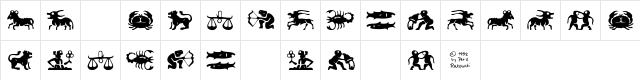 Eileens Zodiac Regular  glyph index