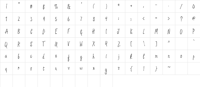 CK Grocery List Regular  glyph index