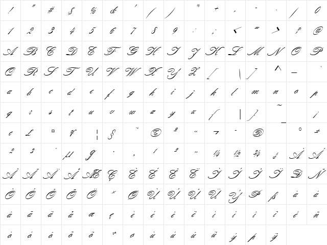 URWAtalantaDReg Regular  glyph index