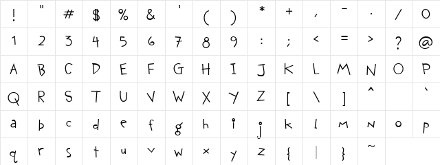 CK Cute Regular  glyph index