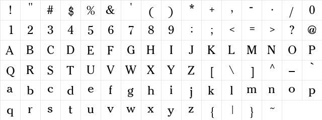 Wedgwooden-Normal Regular  glyph index