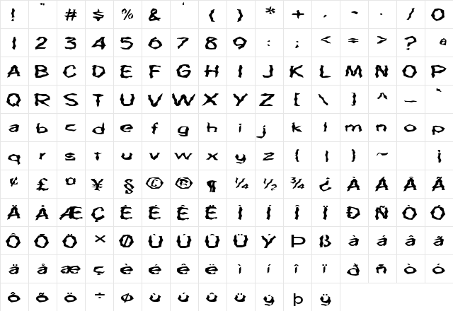 FZ WACKY 63 EX Normal  glyph index