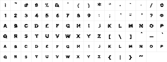 Croseed Eyes Regular  glyph index