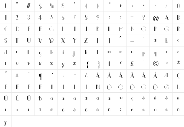 Joanna Solotype CG Regular  glyph index