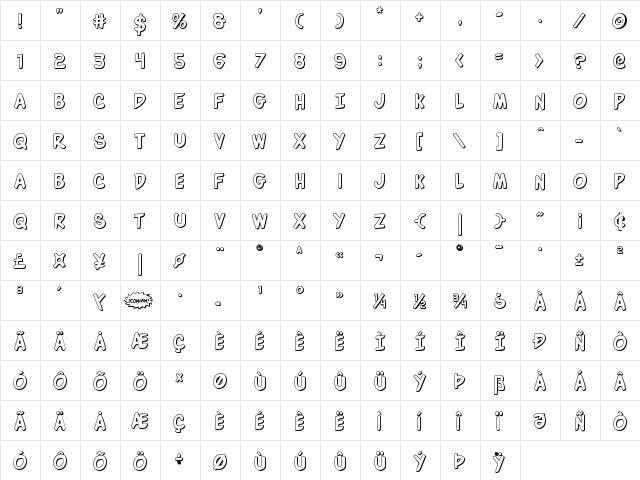 Villain Team-Up 3D Regular  glyph index