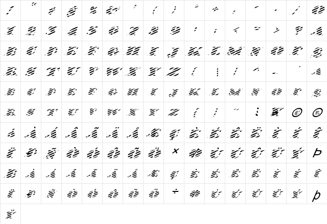 FZ JAZZY 38 STRIPED ITALIC Normal  glyph index
