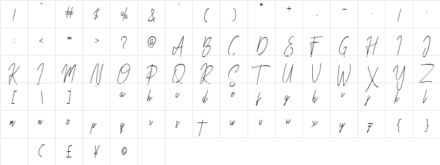 Besttones Regular  glyph index