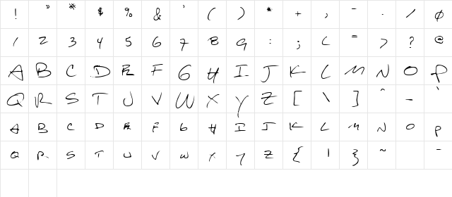 William Regular  glyph index