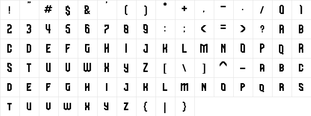 BOSTON CAPS Regular  glyph index