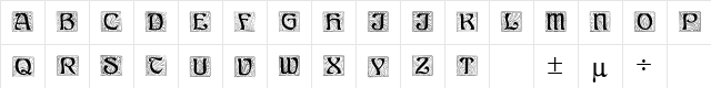 QueenAnne Regular  glyph index