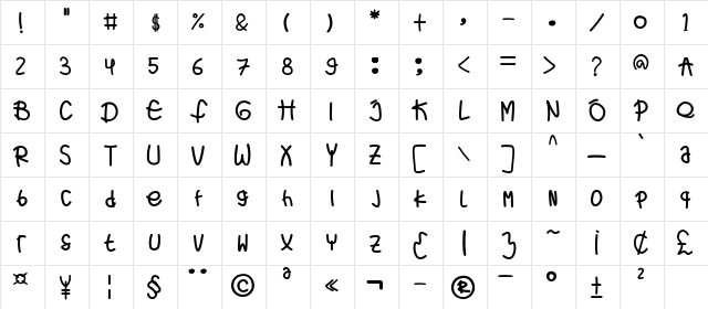 THE LAZY FOG Regular  glyph index