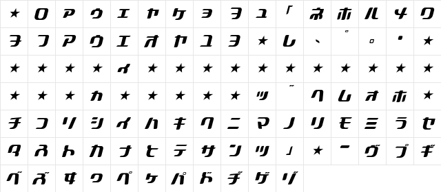 ACRYLIC2081 KAT31  glyph index
