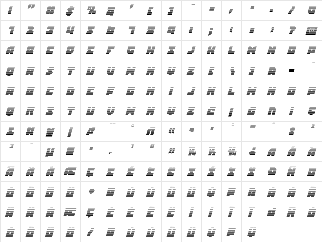 Dark Hornet Gradient Italic Regular  glyph index