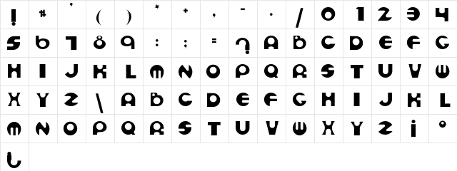 Sanderst Regular  glyph index