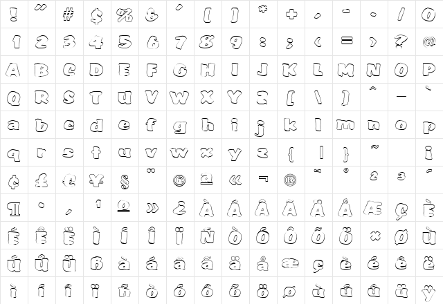 SarahBeckerOutline Normal  glyph index