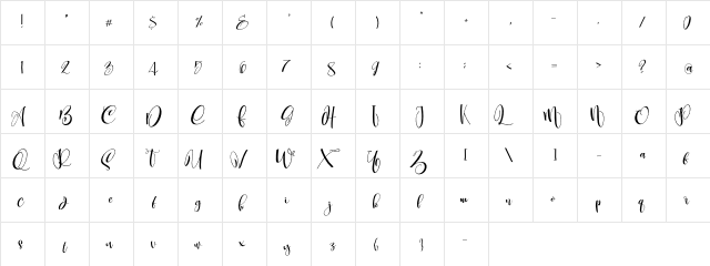 CarolynePersonalUse Regular  glyph index