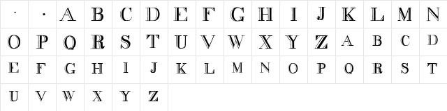 decadence condensed Regular  glyph index